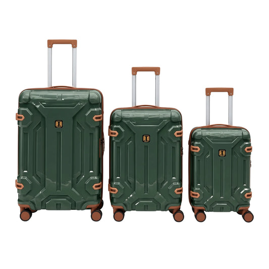 Dark Green 3pc Rugged Travel Suitcase Set | TSA Lock Luggage | PP-05