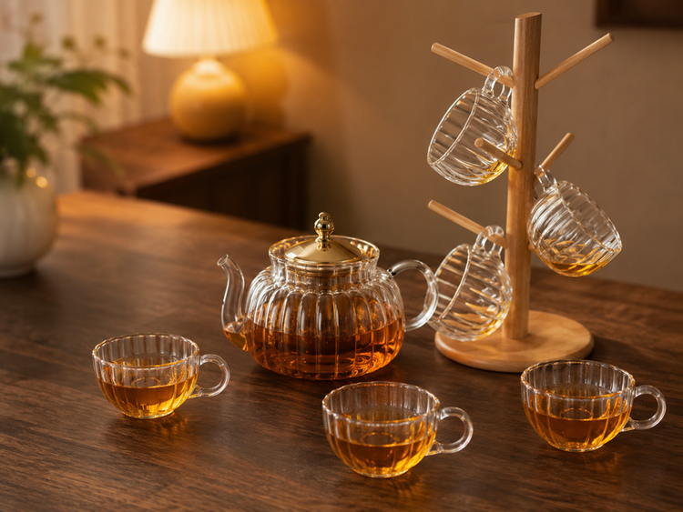 Glass Dispenser & Cups 7pc Q1866-7