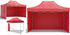 red pop-up aluminum heavy duty canopy tent Gazebo 3m x 4.5m with 3 Side Walls and metal frame. Outdoor Panels for Privacy on a white background