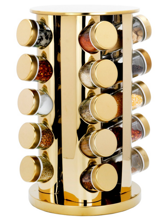 Gold Rotating Spice Rack Stand 20pc A66-20Q