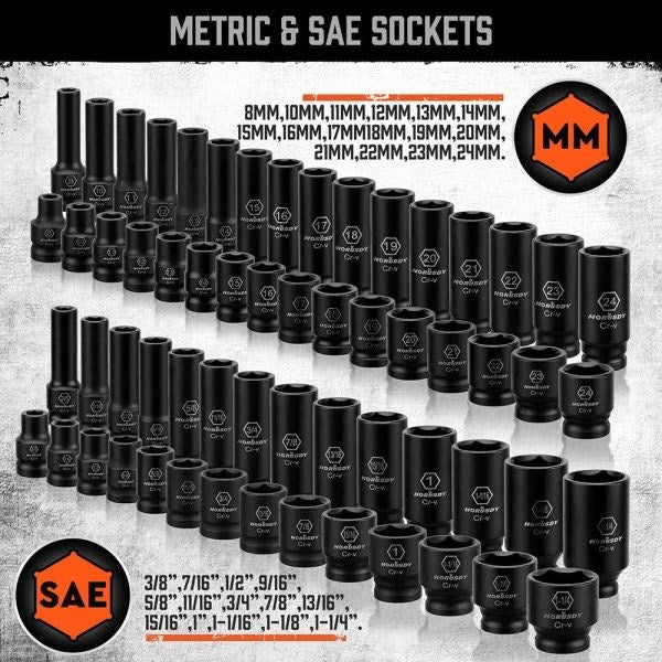 Master Impact Socket Set 66pc 1/2'' Dr SDY-87016S