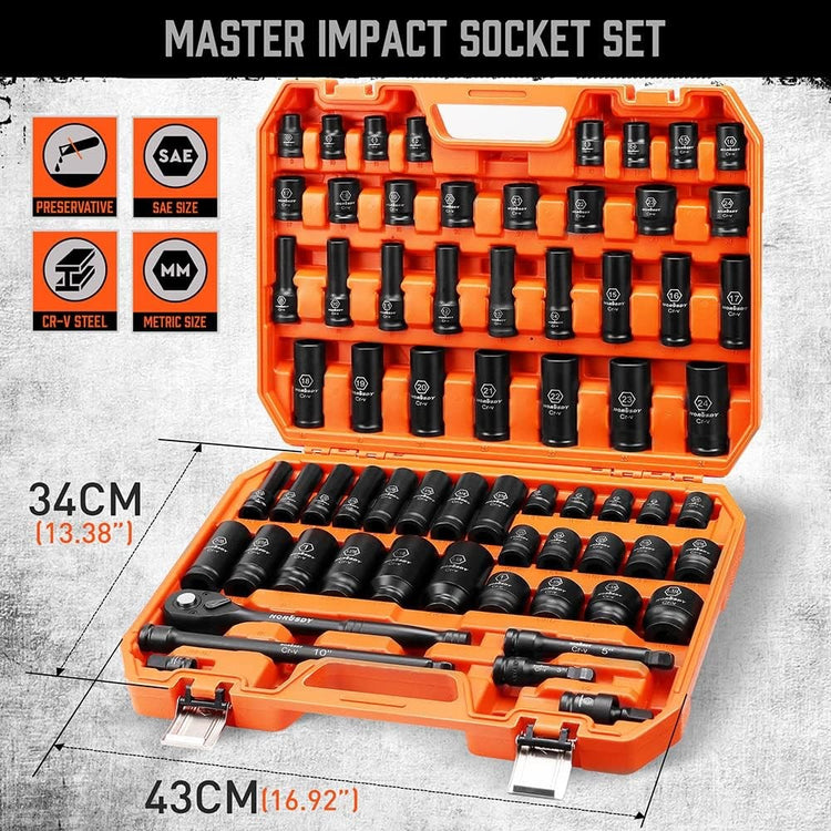 Master Impact Socket Set 66pc 1/2'' Dr SDY-87016S