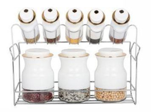 Spice Rack Stand 8pc White O1016BJ