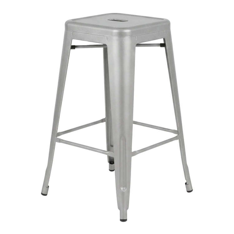 Indoor/Outdoor Metal Silver Bar Stool | Commercial Bar Height | UT-003