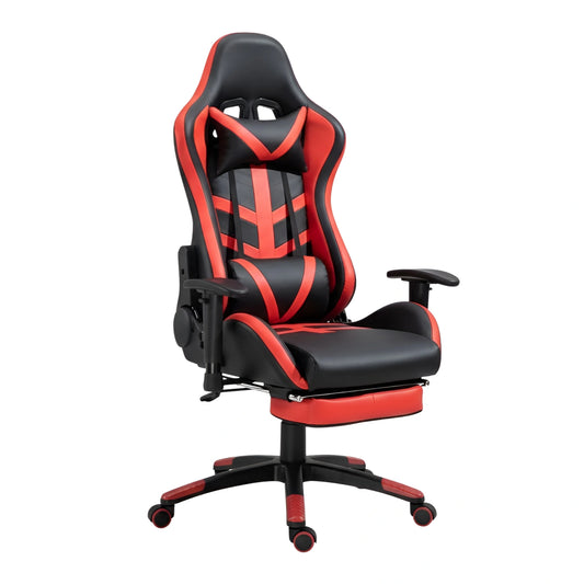 Black and red gaming chair on a white background