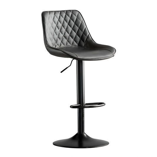 Adjustable Bar Stool | Quilted Faux Leather | Black Base | UT-C8557