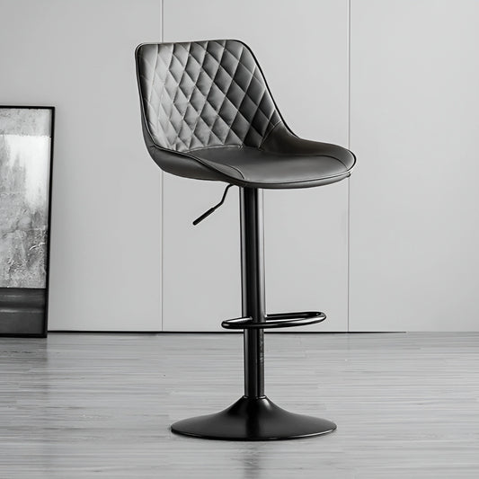Adjustable Bar Stool | Quilted Faux Leather | Black Base | UT-C8557