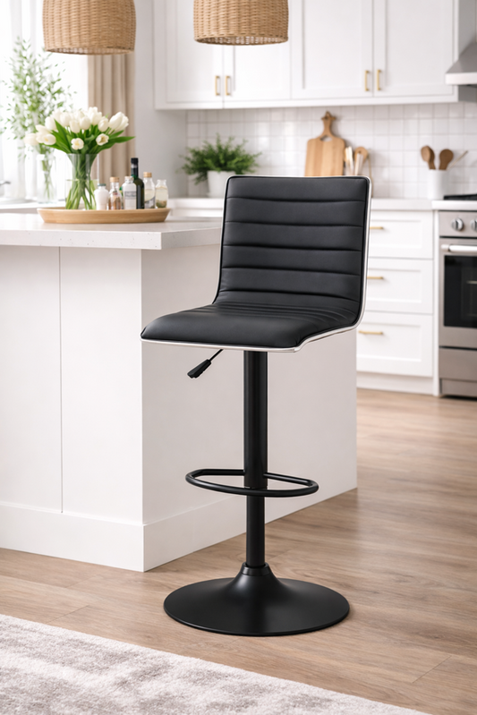 Black Adjustable Swivel Bar Stool | Modern PU Counter Seat | UT-C9601