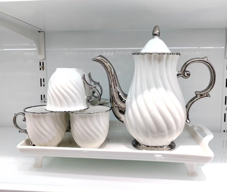 White Tea Cup 8pc Set W118