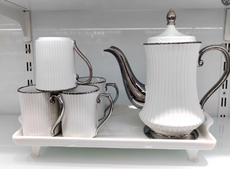 White Tea Cup 8pc Set W123