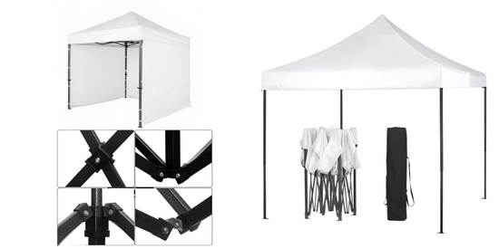White Gazebo Steel 3m x 3m Heavy Duty 3 Side Walls & Weather Resistant on a white background