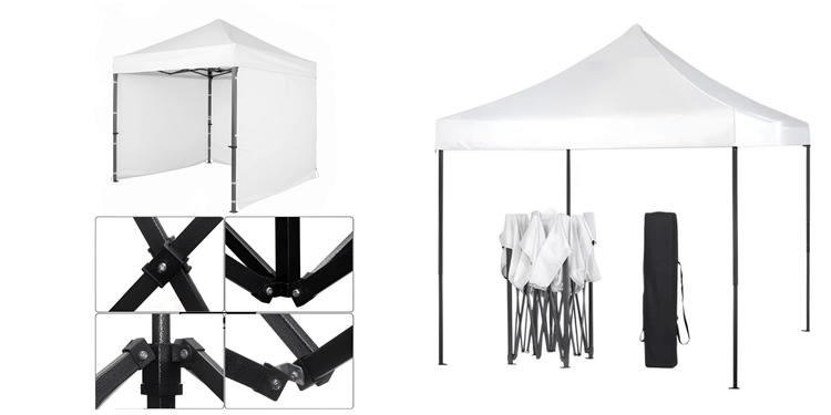 White Gazebo Steel 3m x 3m Heavy Duty 3 Side Walls & Weather Resistant on a white background