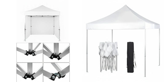 White Gazebo Aluminium 3m x 3m Heavy Duty | 3 Side Walls | Party &amp; Function Tent