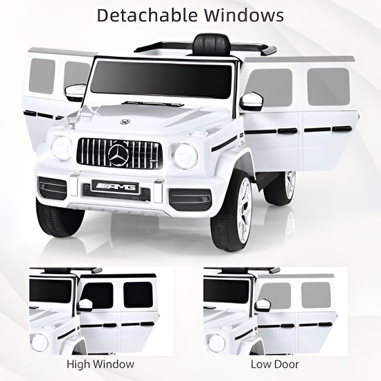White Mercedes-Benz G-Class kids ride on car on a white background