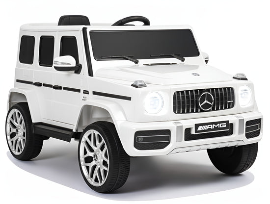 White Mercedes-Benz G-Class kids ride on car on a white background