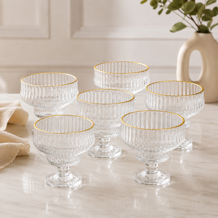 Glass Dessert Bowl 6pc YJZJ-6804-1