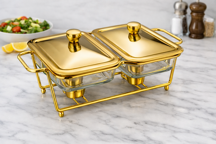 Gold Double Pyrex Chafing Dish 1.5L YS19022-68