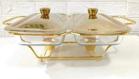 Gold Double Glass Chafing Dish 1.5L YS19022-68