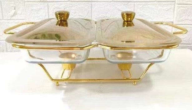 Gold Double Glass Chafing Dish 1.5L YS19022-68