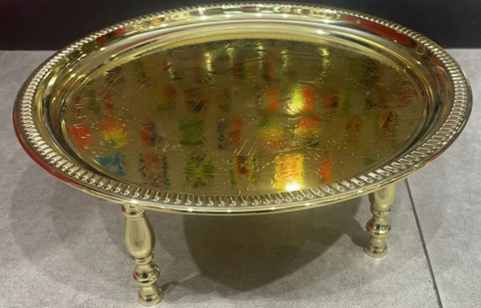 S/S Gold Round Tray with Stand 30cm YS19022-84