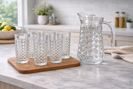 Glass Jug & Cups 7pc YZH-33/L7