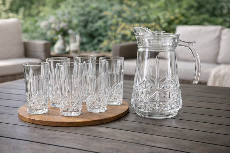 Glass Jug & Cups 7pc YZH-35/L7