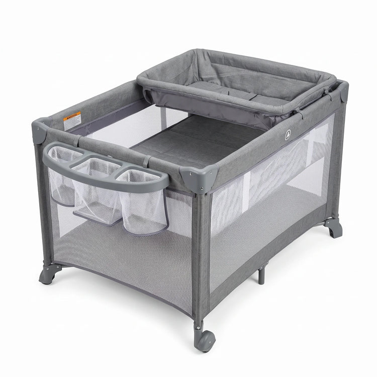3 in 1 Travel Baby Cot with Bassinet & Changer | Grey