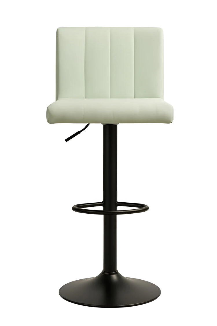 Beige bar stool with black base on a white background