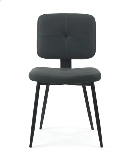 Frontal view of a black dining chair with a padded backrest and black legs UT-C8542