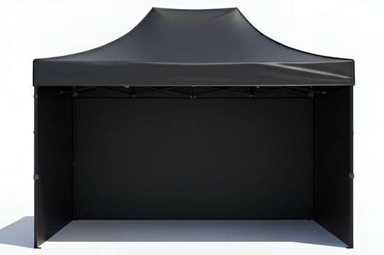 Black Gazebo Steel 3m x 4.5m Heavy Duty 3 Side Walls, Outdoor Pop-Up Shelter & Weather Resistant on a white background