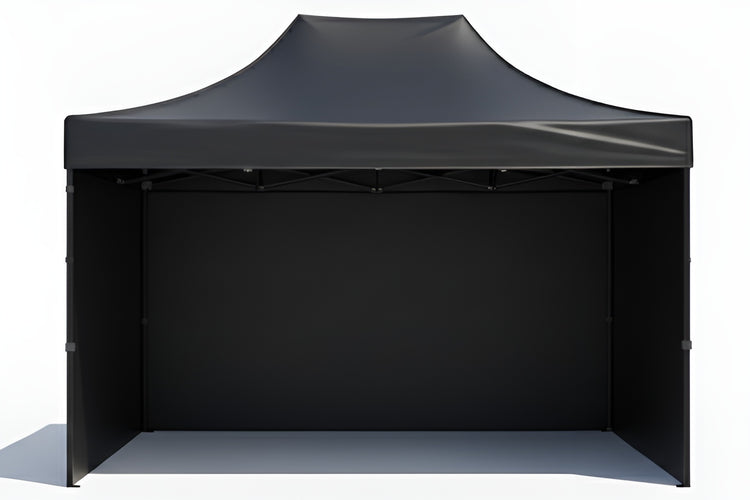 Black Gazebo Steel 3m x 4.5m Heavy Duty 3 Side Walls, Outdoor Pop-Up Shelter & Weather Resistant on a white background