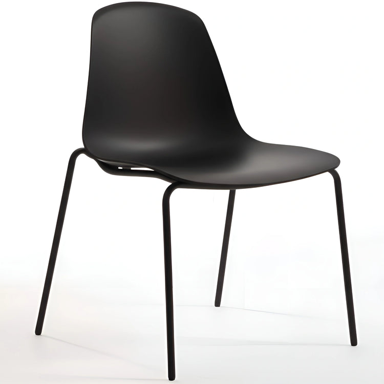 Black dining chair on a white background