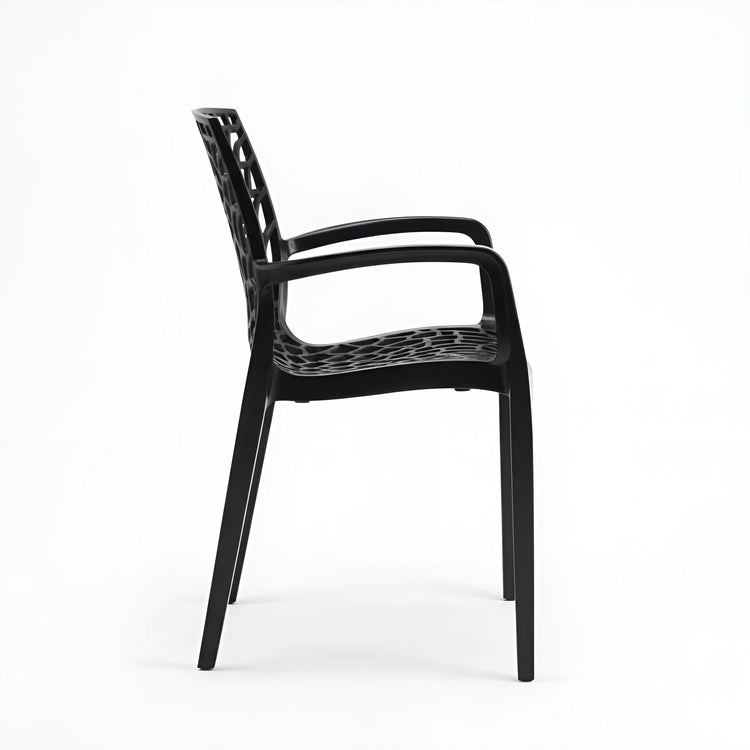 Black chair with armrests on a white background
