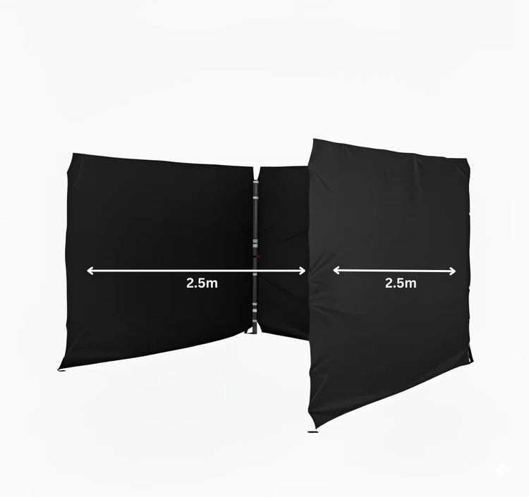 Black Gazebo 2.5m x 2.5m Side Walls only. Outdoor Panels for Privacy on a white background
