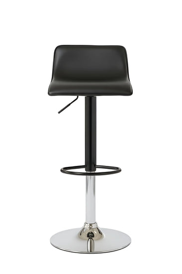 Black PU Leather Backless Adjustable Bar Stool UT-C618 with Polished Chrome Base.