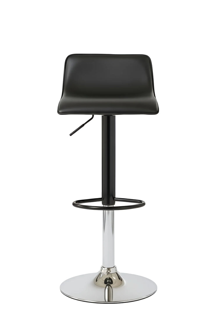 Black PU Leather Backless Adjustable Bar Stool UT-C618 with Polished Chrome Base.