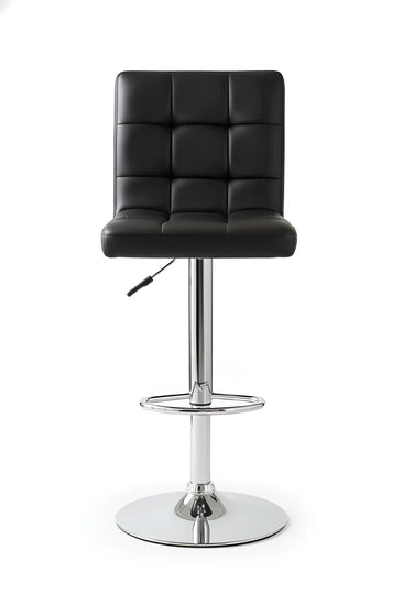 Black bar stool with chrome base on a white background