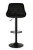 Adjustable Swivel Bar Stool in Black Velvet. Features gas lift, footrest, and Black Base options.