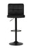Adjustable Bar Stool in Black Velvet. Features square tufting, gas lift, and Black base