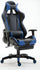 Frontal view of a black and blue ergonomic gaming chair with lumbar and neck pillows UT-C580F