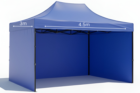 Blue Gazebo Steel 3m x 4.5m Heavy Duty 3 Side Walls, Outdoor Pop-Up Shelter & Weather Resistant on a white background