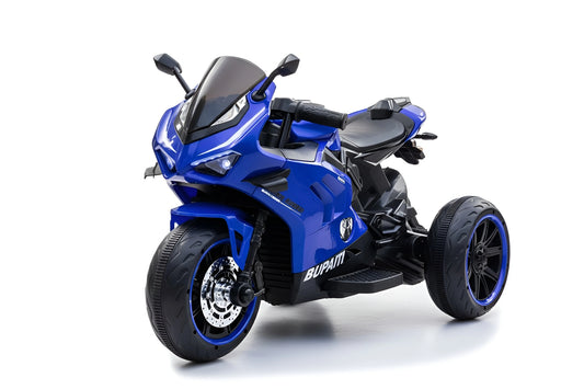 Blue kids' electric sports motorcycle with three wheels and light-up wheels Y-MB7105