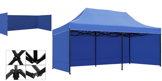 Gazebo Steel 3m x 6m Heavy Duty | 3 Side Walls | Weather Resistant