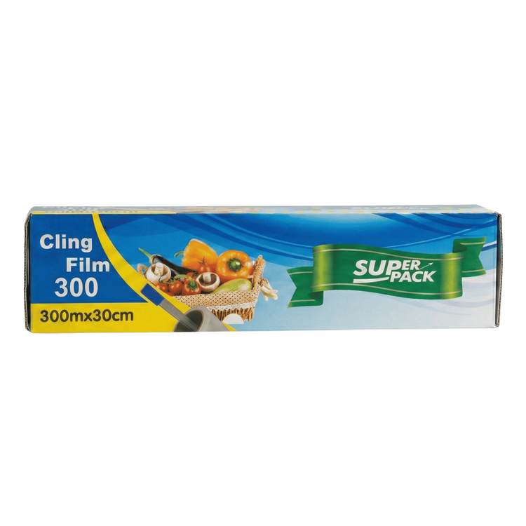 Super Pack cling film roll packaging on a white background