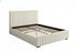 Cream chenille gas lift  King bed frame with vertical line stitching on the headboard and storage space underneath 4480G