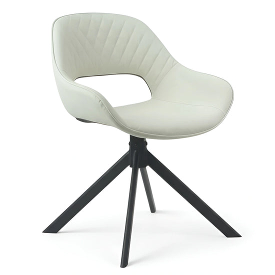 Angled view of a modern cream dining chair with diamond stitching UT-C4202
