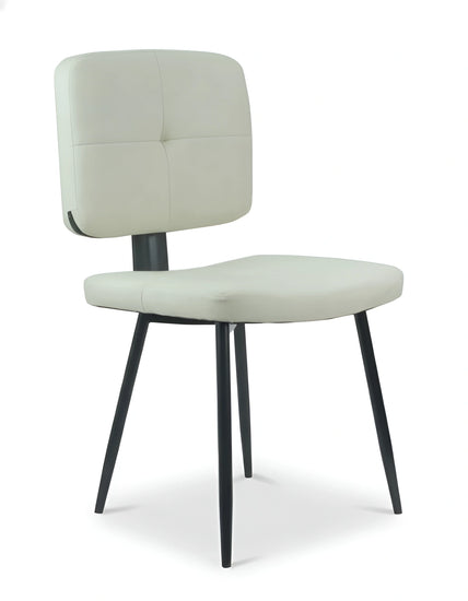 Modern chair with beige cushioned seat and backrest on a white background