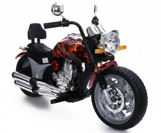 Fire Red 12V Electric Motorcycle (Y-MB121) with twin 35W motors and LED lights.