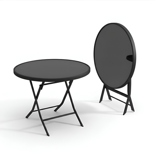 70cm Round Folding Table | Matte Black Bistro Outdoor Table