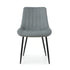Frontal view of a modern gray velvet dining chair with a padded seat UT-C7050